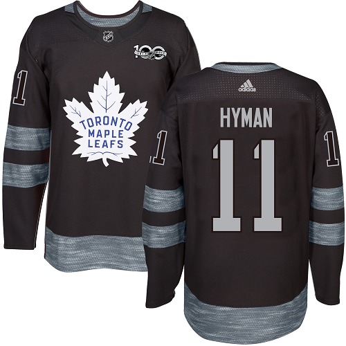 Adidas Maple Leafs #11 Zach Hyman Black 1917-100th Anniversary Stitched NHL Jersey - Click Image to Close